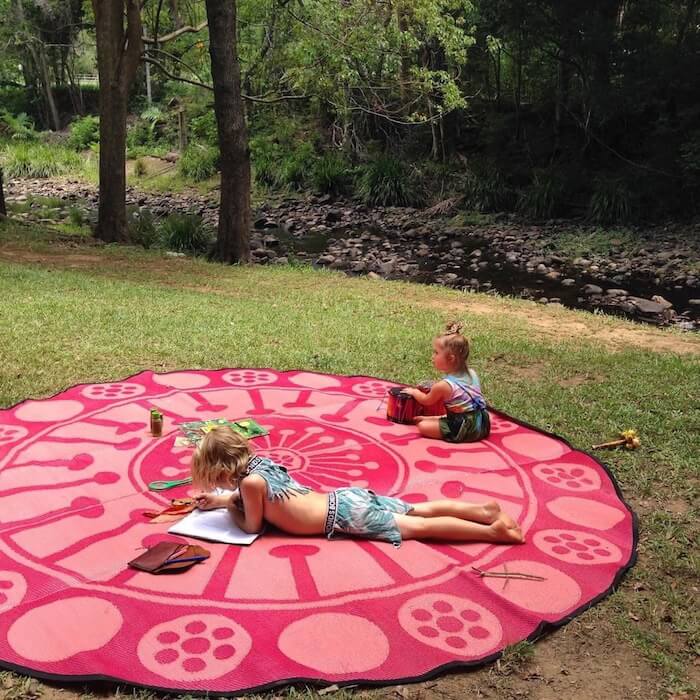 Eucalyptus Flower Aboriginal design recycled plastic mat in pinks